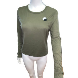 Love Streak Olive Green Ribbed Fitted Ying Yang Top